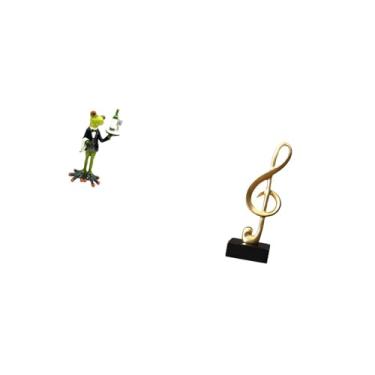 Imagem de Fenteer Escultura Criativa de Animal Sapo Garçom com Nota Musical, Enfeite de Mesa de Resina para Lareira, Entrada, Prateleira, Mesa, Presente de Inauguração