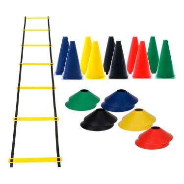 Imagem de Kit Funcional 10 Cones Escada 10 Pratos Agilidade Treino Zuí