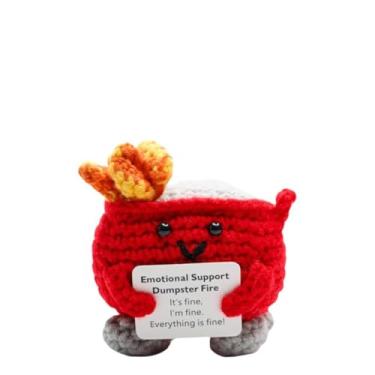 Imagem de Suporte emocional fogo lixeira, presente de apoio positivo feito à mão. Conselheiro, gerente, colega de trabalho decoração de mesa de escritório. Presente engraçado para alívio de estresse (vermelho)