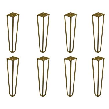 Imagem de Kit 8 Pés de Metal 25 CM Hairpin Legs Rack Puffs Dourado
