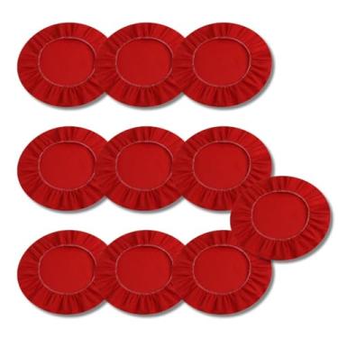 Imagem de Kit 10 Capa para Sousplat Basic, Tecido Oxford, Verde, Branco, Palha Preto, Vermelho, 35cm Diâmetro, Decoração Mesa de Jantar (Vermelho)