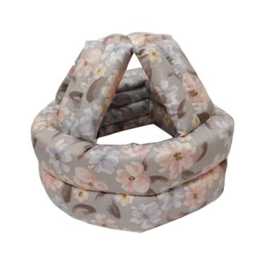 Imagem de Almencla Chapéu de proteção contra quedas, boné anti-queda ajustável e respirável, protetor de cabeça para uso diário em corredores, caminhadas e em casa, Flores Cinzentas