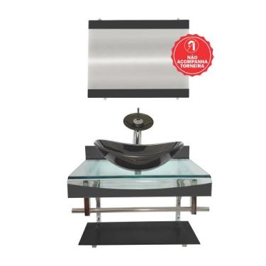 Imagem de Gabinete de Vidro 70cm para banheiro Holanda  - EKASA, Grafite