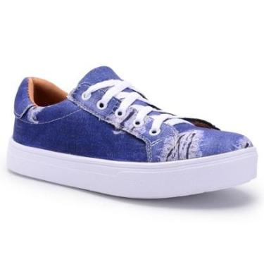 Imagem de Tênis Feminino Jeans Urbano Básico Conforto Leve-Feminino