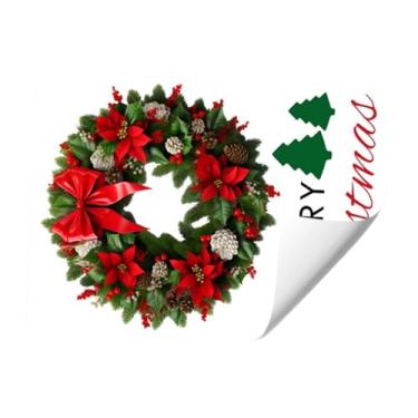 Imagem de KiBcsLic Adesivo de parede de guirlanda de Natal, decalque de parede de Natal, removível, elegante, novidade, papel de de Natal, faça você mesmo para feriados,