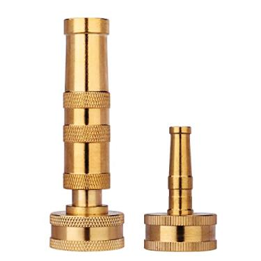 Imagem de 2 peças de bocal de mangueira de alta pressão, bocal de mangueira de torção ajustável com bocal de vassoura de jato, bocal de mangueira de jardim de latão acessórios de lavadora de pressão