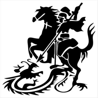 Imagem de Decoração de Fé: Adesivo de São Jorge Com o Dragão | Amuleto e Símbolo de Proteção em Vinil de Recorte | Perfeito para Porta, Paredes Lisas, Veículos (PRETO, 39X39 CM)