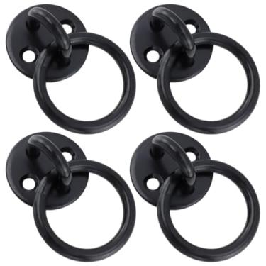 Imagem de Antrader Gancho redondo para placa de olho com anel, 4 peças de gancho de teto de aço inoxidável 304, ganchos pretos para montagem na parede, corda de ioga, redes, balanços, sacos de pancada