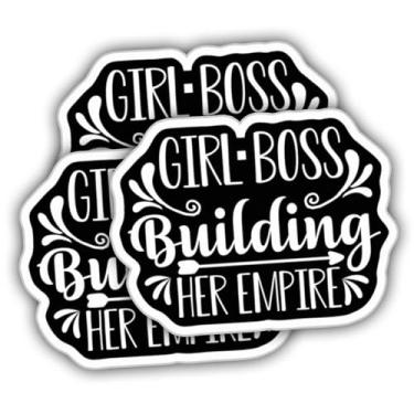 Imagem de (3 peças) Adesivos de academia adesivos de fitness Girl Boss Building Her Empire Adesivo resistente ao clima para copo, garrafas de água, laptop, carro, adesivo de para-choque