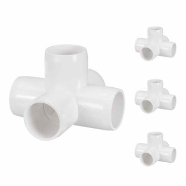 Imagem de Kozelo Pacote com 4 encaixes de tubulação de cotovelo de PVC SCH40 de 2,5 cm, encaixe cruzado de saída lateral de canto de PVC de 5 vias, conectores de tubo de grau de móveis para projeto criativo DIY