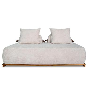 Imagem de Sofá 2 Lugares 180cm Ilha Base Madeira Viero S06 Boucle Bege - Mpozenato