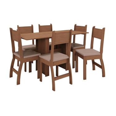 Imagem de Conjunto Mesa De Jantar 6 Lugares Milano Carvalho Com Savana