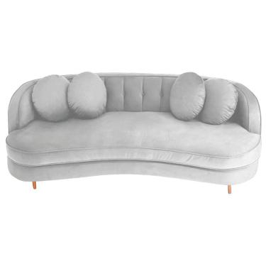 Imagem de Sofá Curvo 3 Lugares Orgânico Sala Recepção Luxo Panamá 185cm Suede Branco