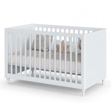 Imagem de Berço Divicar Fofura 2 em 1 Padrão Americano Se Transforma em Mini Cama Design Provençal Branco com Estrutura em MDF e Madeira Maciça (Branco)