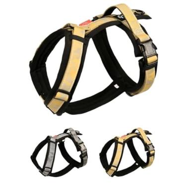 Imagem de Hakusan] Arnês Zero Dog Riflective Type, seguro - sem engasgamento/difícil de desconectar, ótimo ajuste - fácil de colocar e tirar/ajustável, refletor, M - cão médio, (camuflagem dourada refletiva, M)