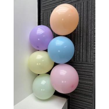 Imagem de Kit de arco de balão pastel, balão de látex arco-íris pastel com balões coloridos de festa de confetes para decoração de festa de casamento de Páscoa, aniversário, chá de bebê, festa de casamento