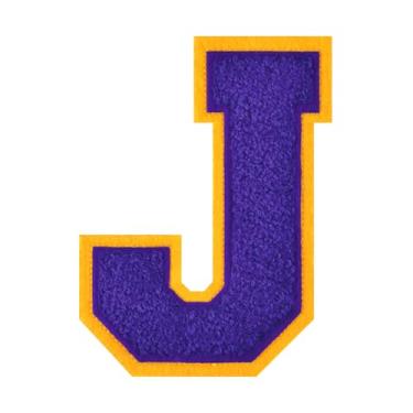 Imagem de 1 Patch de letra de chenille roxo de 11,4 cm – Adesivos do alfabeto para roupas, jaquetas, mochilas, chapéus para decoração personalizada, nome personalizado e artesanato. (J)