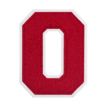 Imagem de 1 peça de patch vermelho de 11,4 cm de ferro em chenille com borda branca – Remendos do alfabeto para roupas, jaquetas, mochilas, chapéus para decoração personalizada, nome personalizado e artesanato