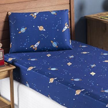 Imagem de Jogo De Cama Lençol Bouti Infantil Kids Solteiro 02 Peças 100% Poliéster - Galáxia