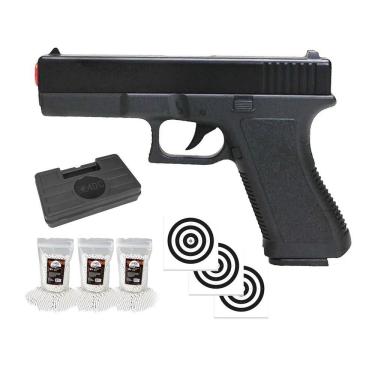 Imagem de Pistola De Airsoft G19 Vg Gk-v500 Slide Metal Mola 6mm + Kit
