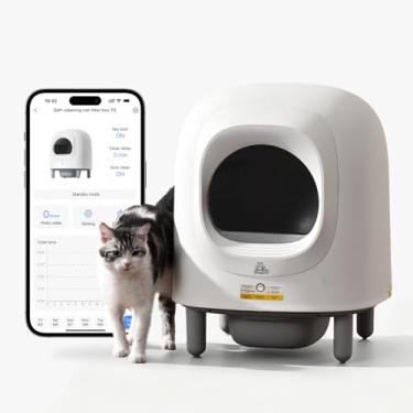 Imagem de GoofyPet Caixa de areia autolimpante, caixa de areia automática para gatos com controle de aplicativo, sensores de segurança inteligentes para vários gatos, eliminação de resíduos sem odor com