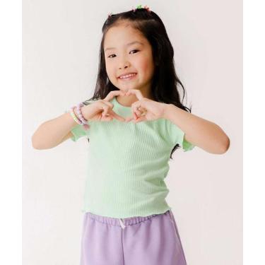Imagem de Blusa Infantil Canelada Manga Curta Tam 4 a 10-62067 - Aquarela, 6, Ve