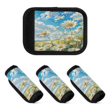 Imagem de Qilmy Blooming Daisies Bagagem Handle Wrap Pacote 2 Identificadores de Bagagem Tag Comfort Handle Grips Capa para Carrinho de Viagem Bolsa Mala Avião Acessórios de Viagem 2030