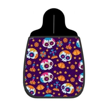 Imagem de Lixeira De Carro Organizador Caveiras Mexicanas e Velas Fundo Roxo