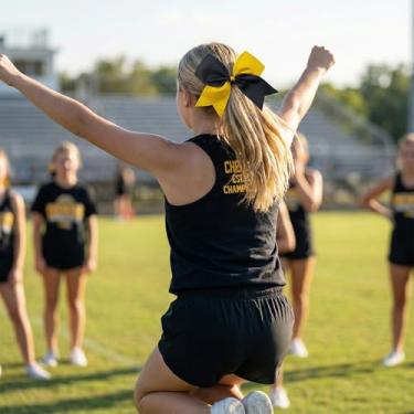 Imagem de 2 peças de 20,3 cm com laços de cabelo grandes para rabo de cavalo, faixa elástica feita à mão para meninas adolescentes líderes de torcida esportes universitários (preto)