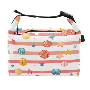 Imagem de STAYTOP Lancheira colorida de basquete com fivela de alça, lancheira isolada para meninos e meninas, lancheira térmica para trabalho escolar