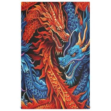 Imagem de Joisal Blue Red Dragons Toalhas de prato decorativas para cozinha toalha de chá de mão fofa lavar pratos absorventes de banheiro 45 x 71 cm, 6 pacotes