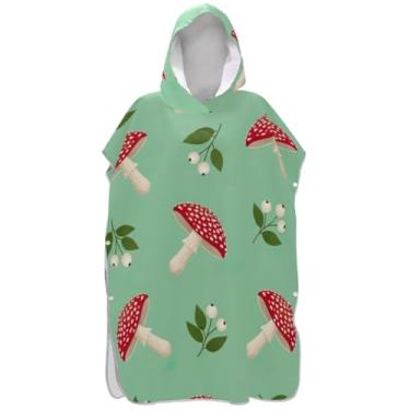 Imagem de Joisal Lindo roupão verde cogumelo para adultos, poncho de surfe, ponchos de praia reutilizáveis para homens, toalha de banho com capuz de praia
