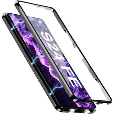Imagem de [Material de metal] Capa para Samsung Galaxy S24 FE, capa de celular externa com proteção contra quedas de grau militar com tela de vidro integrada e protetor de lente da câmera, capa de metal para
