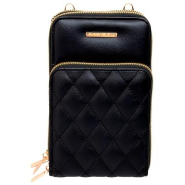 Imagem de Bolsa Carteira Feminina Com Alça Textura Matelassê Cor:Preto