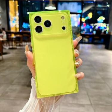 Imagem de Capa de celular de luxo com quatro cantos quadrados, transparente e macia, em silicone, para iPhone 17 Air 16 15 14 Plus 13 12 11 Pro Max, capa de cristal, amarela, para iPhone 11