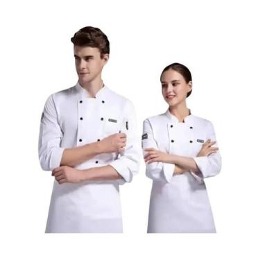 Imagem de Jaleco De Chef Unissex Preto E Branco De Manga Curta Para Homens E Mul