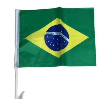 Imagem de Bandeira Brasil Haste Janela Carro 40x29cm Copa Futebol Jogo - sm deco