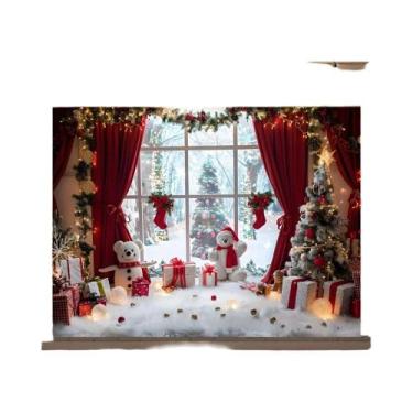 Imagem de Fundo Fotográfico De Natal Winter Wonderland Com Bonecos De Neve, Árvo