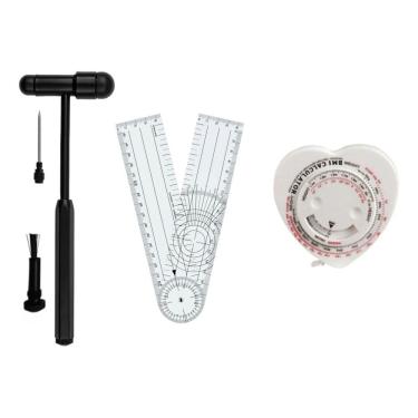 Imagem de Martelo Buck BIC Para Exame De Reflexos + Goniometro De PVC 20cm + Trena Coração Antropométrica