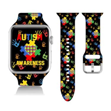 Imagem de Pulseira de substituição compatível com Apple Watch 38/40/41/42/44/45/46/49 mm. Pulseira de silicone macio para iWatch séries 11 10 9 8 7 6 5 4 3 2 1 SE.42 mm/44 mm/45 mm. Presentes de quebra-cabeça