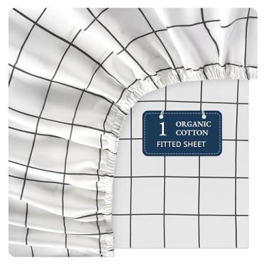 Imagem de Lane Linen Lençol solteiro 100% algodão orgânico (99 cm x 190 cm) - lençol com elástico solteiro 100% algodão super macio - lençol de cama de algodão leve e durável - vidraça carvão