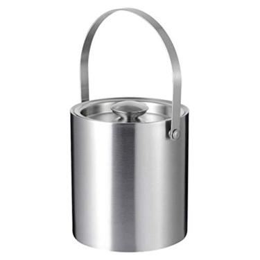 Imagem de Balde de gelo grosso duplo isolado de aço inoxidável balde de gelo com tampa balde de champanhe garrafa de cerveja de vinho para família e bar bar coquetel balde de champanhe (tamanho: 2L) ()
