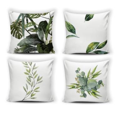 Imagem de Kit 4 Almofadas Decorativas Digitais Cheias 42x42 Estampa Digital com Zíper para Sofá Sala(133)