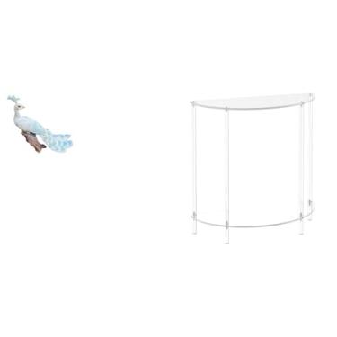 Imagem de Whtkoph Mesa Lateral em Acrílico com Elegante Ornamento de Jardim, Mesa de Cabeceira, Escultura Decorativa para Casa, Sala de Estar E Banheiro.