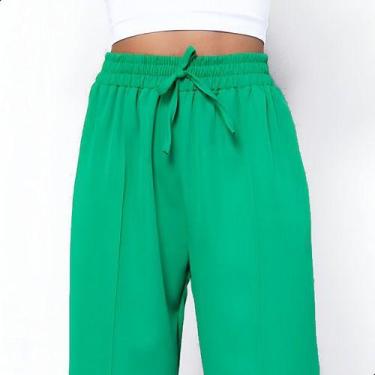 Imagem de Calça Pantalona Wide Cintura Alta Em Alfaiataria Moda Atual - Shop Mil