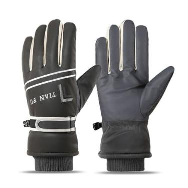 Imagem de Luvas de esqui de inverno para homens e mulheres – Luvas térmicas impermeáveis com tela sensível ao toque para snowboard ciclismo motocicleta (cinza)