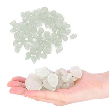 Imagem de 100 peças de pedra luminosa, decoração fluorescente para jardim, quintal, aquário, interior, paisagem, com efeito de brilho de longa duração (prata)