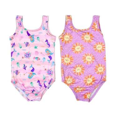 Imagem de Kit 2 Maiôs Malha Uv Menina Infantil Praia Piscina - Fofotinhos, Serei