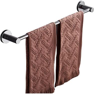 Imagem de 3FLQOOPP Toalheiro Suporte de toalha de banho barra de toalha redonda montada na parede, barra de toalha única de banho aço inoxidável polido acabamento prata haste de toalha para banheiro cozinha 30