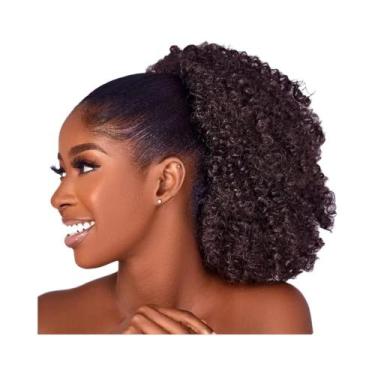Imagem de Extensão De Rabo De Cavalo Afro Curto E Cacheado Sintético Com Cordão 